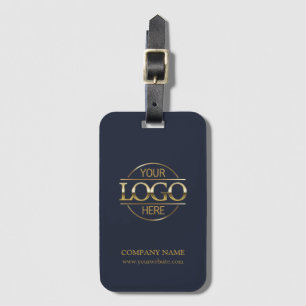 Modern Simple Navy Blue Business Logo Employee Luggage Tag