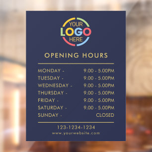 Modern Simple Navy Blue Business Opening Hours