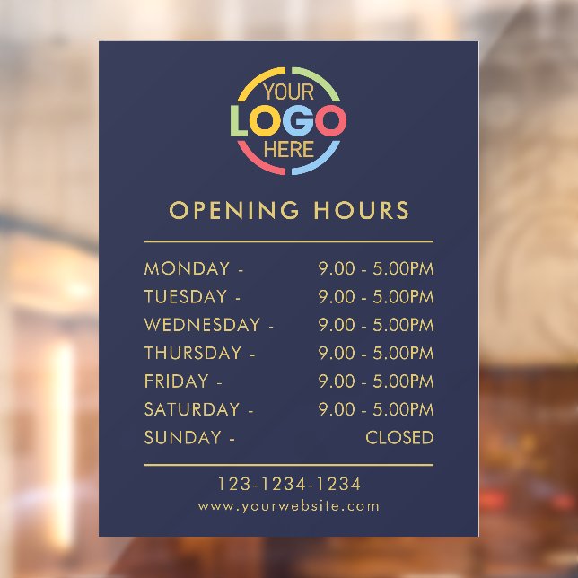 Modern Simple Navy Blue | Business Opening Hours (Sheet 2)