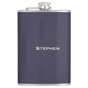 Modern Simple Navy Blue Flask, 8oz. Hip Flask
