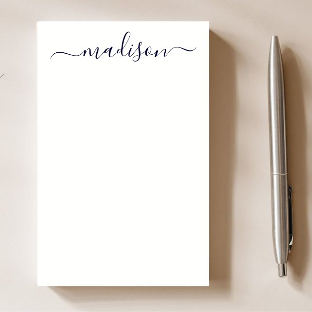 Modern Simple Navy Blue Typography Name Script  Post-it Notes (Creator Uploaded)
