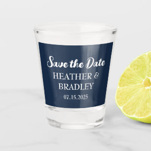 Modern Simple Navy Blue Unique Minimalist Wedding Shot Glass
