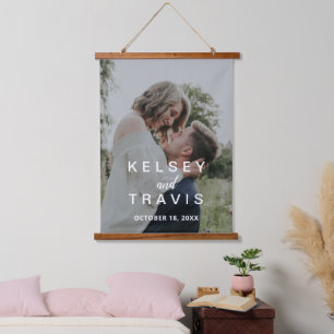 Modern Simple Newlywed Photo Wedding Hanging Tapestry