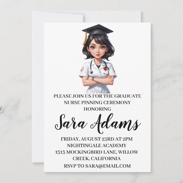 modern simple nursing pinning ceremony invitations (Front)