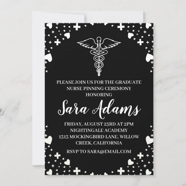 modern simple nursing pinning ceremony invitations (Front)