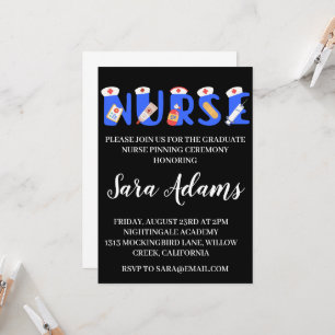 modern simple nursing pinning ceremony invitations