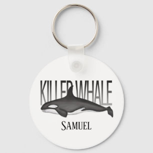 Modern Simple Ocean Killer Whale Typography  Key Ring