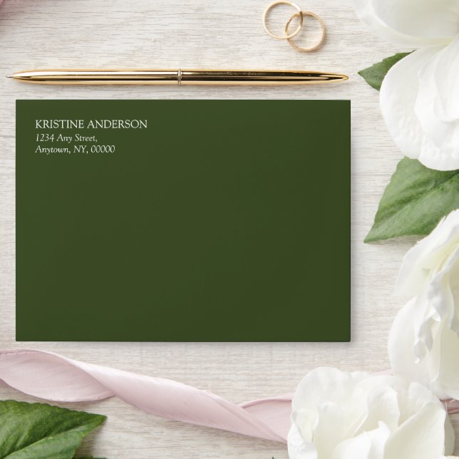 Modern Simple Olive Green Wedding Envelope (Wedding)