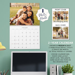 Modern Simple One Photo Per Month Script  Calendar
