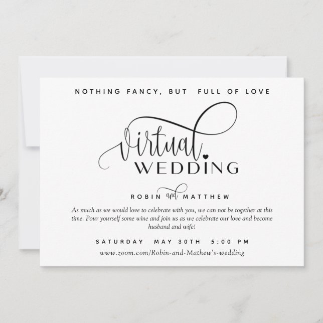 Modern Simple Online Virtual Wedding Invitation (Front)