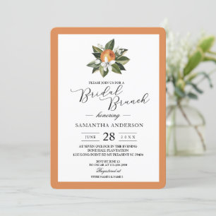 Modern Simple  Orange & Green Leaf  Invitation
