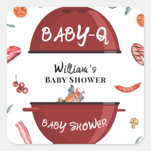 Modern Simple Outdoor Backyard BBQ Baby Shower  Square Sticker