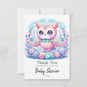 Modern Simple Owl Baby Shower Thank You Card