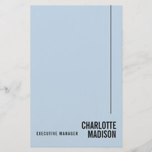 Modern Simple Pale Blue Minimalist Own Name Stationery