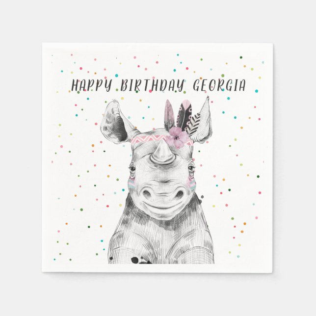 Modern Simple Party Animal Birthday Personalised Napkin (Front)