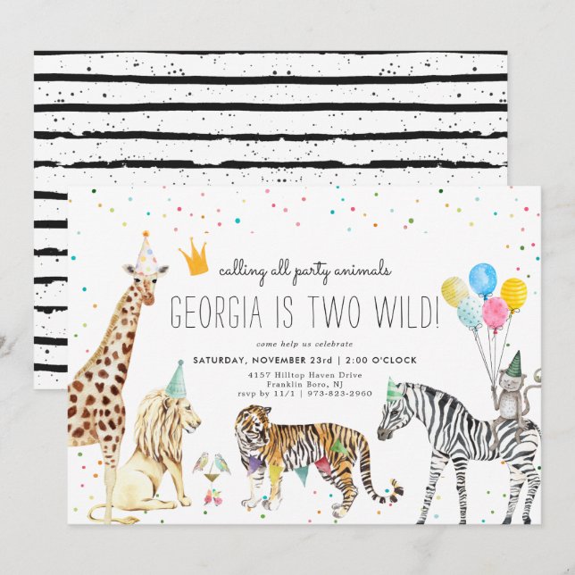 Modern Simple Party Animal Invitation (Front/Back)