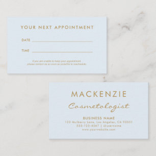 Modern Simple Pastel Blue Salon Appointment Card