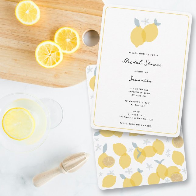 Modern Simple Pastel Citrus Lemons Bridal Shower Invitation (Modern Simple Pastel Citrus Lemons Bridal Shower Invitation)