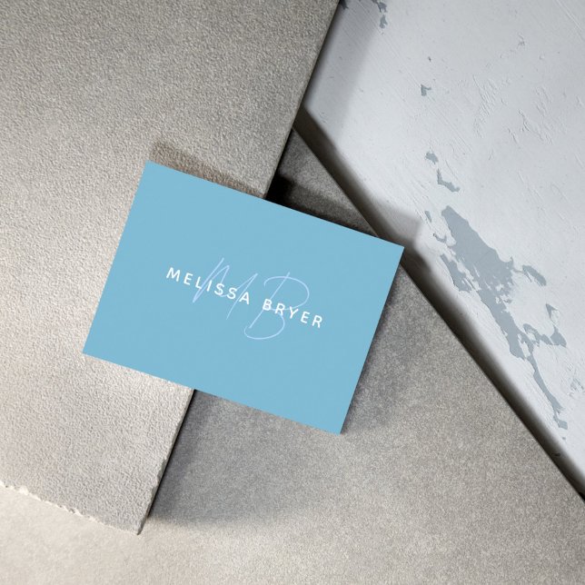 Modern Simple Patel Blue Monogrammed Business Card (Modern Simple Patel Blue Monogrammed Business Card)