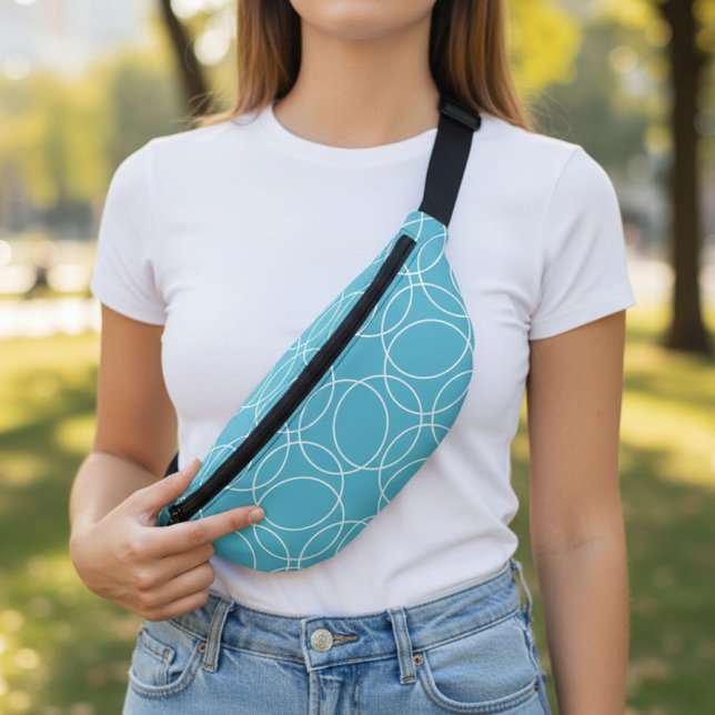 Modern Simple Pattern Bum Bags (light blue fanny pack with circle pattern)