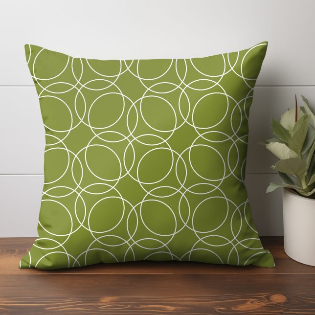 Modern Simple Pattern Cushion (circle pattern throw pillow in green)