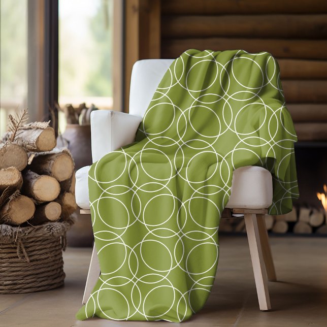 Modern Simple Pattern Fleece Blanket (fleece blanket with circle pattern in green)