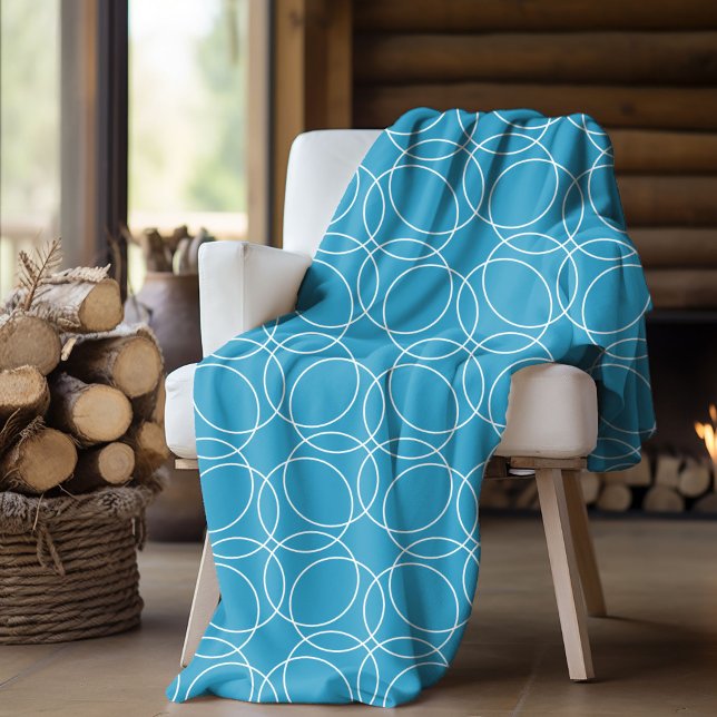 Modern Simple Pattern Fleece Blanket (fleece blanket with circle pattern in blue)