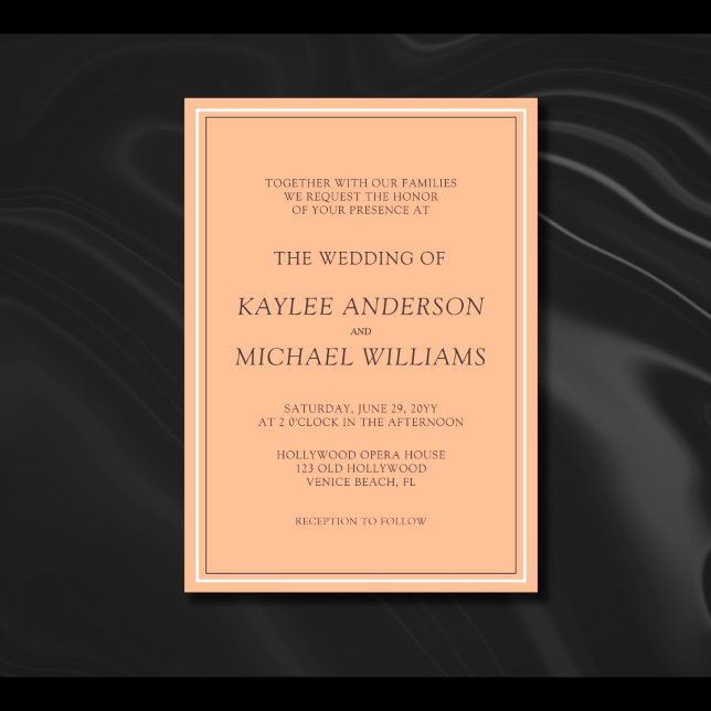 Modern Simple Peach Fuzz Wedding Invitation (Creator Uploaded)