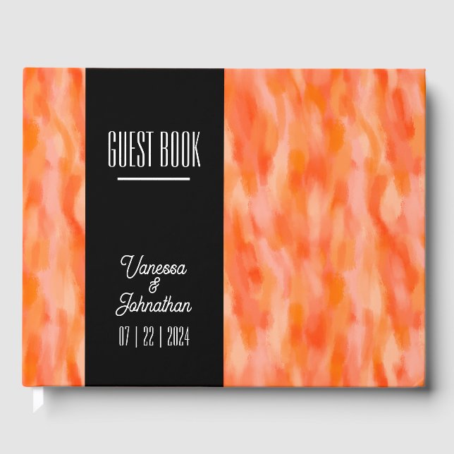 Modern simple Peach Wedding guest book (Front)