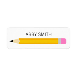 Modern Simple Pencil Kid Water Bottle Return Address Label