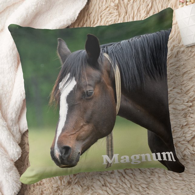 Modern Simple Personalised Horse Lover Photo Cushion (Creator Uploaded)