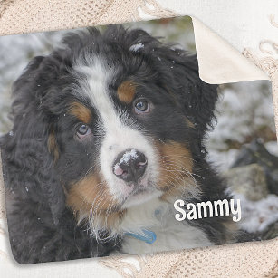Modern Simple Personalised Pet Photo Dog Lover  Sherpa Blanket