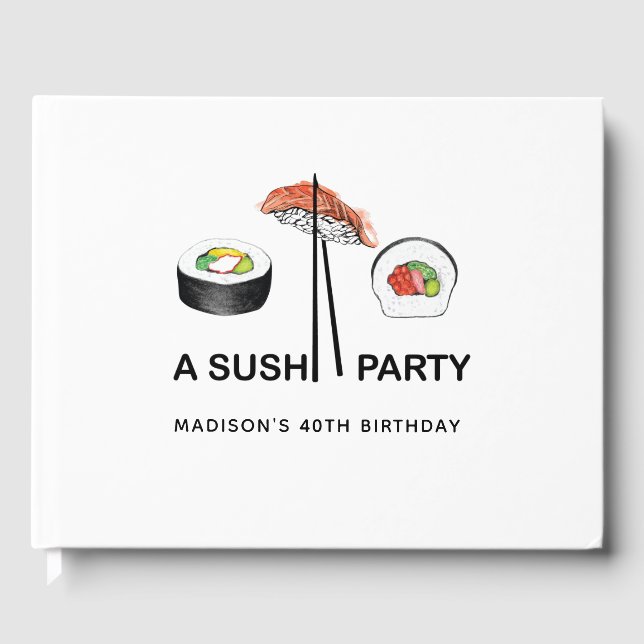 Modern Simple Personalised Sushi Birthday Party Guest Book (Front)