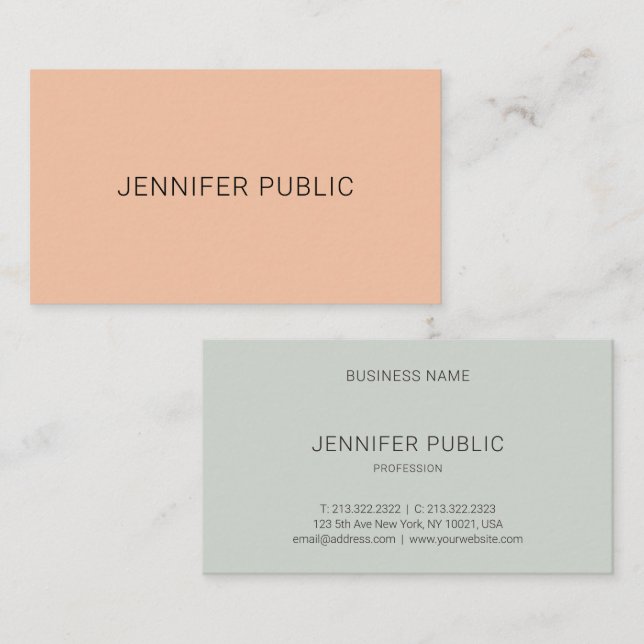 Modern Simple Personalised Template Professional Business Card (Front/Back)