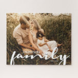 Modern Simple Personalized Family Photo Jigsaw Puzzle<br><div class="desc">Personalize this single photo family puzzle with your family name and established date. A puzzle is a great activity for the family to do together indoors. Indoor activity for families you can all enjoy. Modern script font for the word "family". Have it by your coffee table to play with over...</div>