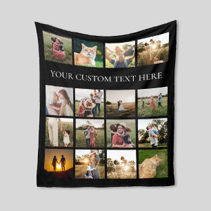 Modern Simple Personalized Photo Collage Fleece Blanket