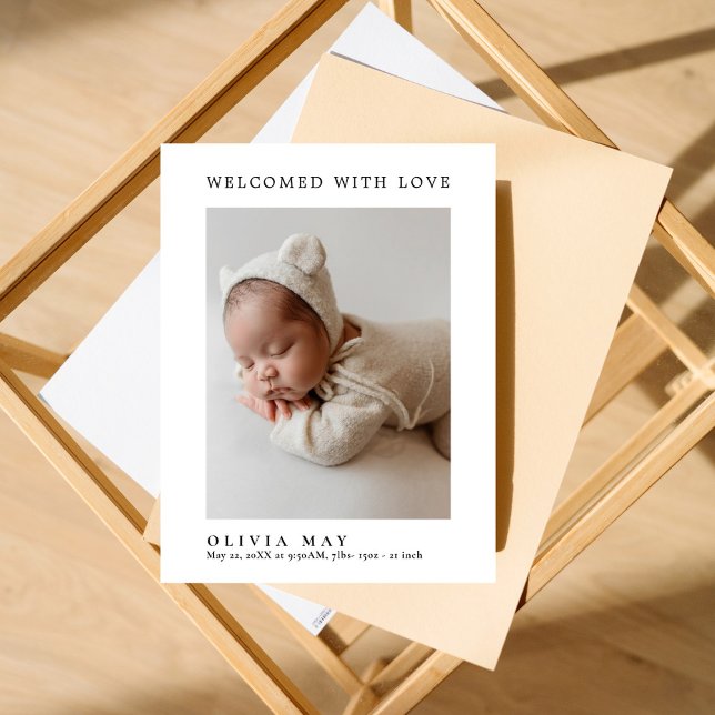 Modern Simple Photo Baby Announcement Thank You Postcard (Creator Uploaded)