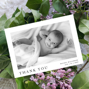 Modern Simple Photo Baby Name Thank You Announcement