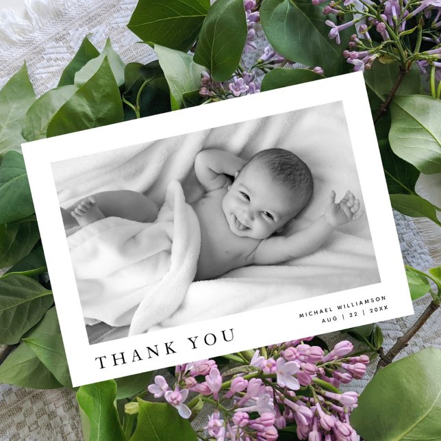 Modern Simple Photo Baby Name Thank You Announcement (Creator Uploaded)