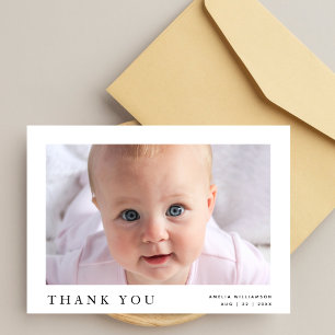 Modern Simple Photo Baby Name Thank You Birth Announcement