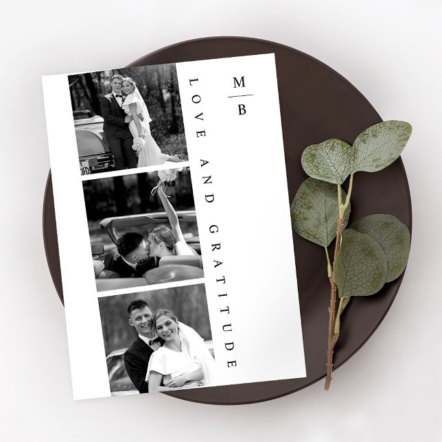Modern Simple Photo Black and White Wedding Thank You Card (Creator Uploaded)
