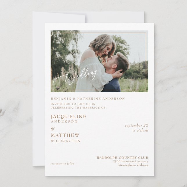 Modern Simple  Photo Bride Parents Wedding Invitation (Front)