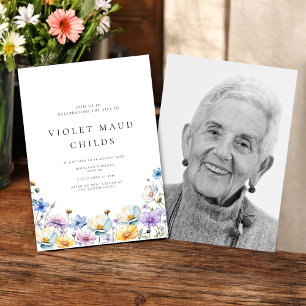 Modern simple  photo celebration of life funeral  invitation