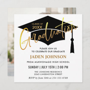 Modern Simple PHOTO Class of 2023 Graduation Party Invitation