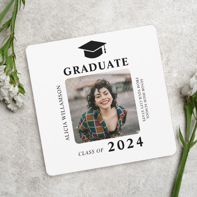 Modern simple photo class of 2024 graduation announcement (Creator Uploaded)