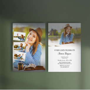 Modern Simple Photo Collage Graduation Invitation