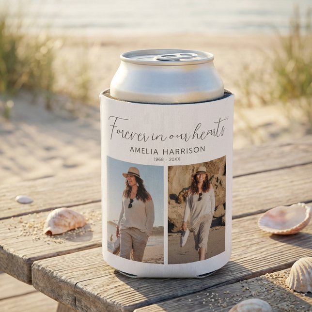 Modern & Simple Photo Collage Memorial Can Cooler (Creator Uploaded)