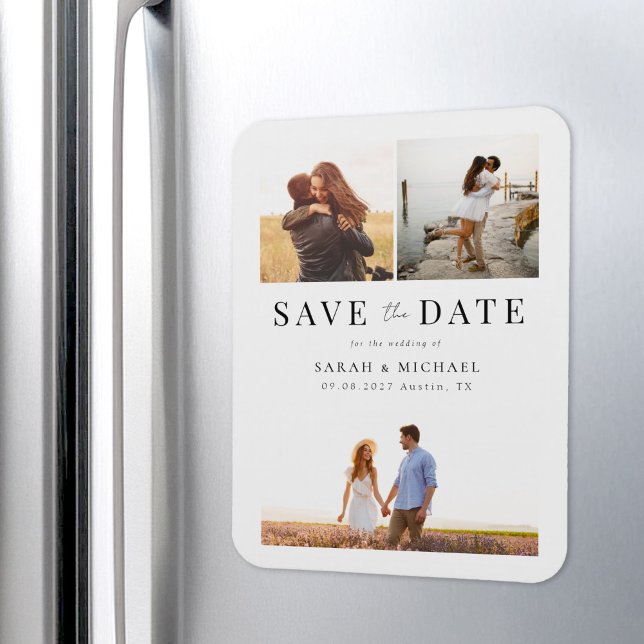 Modern Simple Photo Collage Wedding Save the Date Magnet (Creator Uploaded)