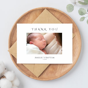 Modern Simple Photo Elegant Typography Baptism Thank You Card
