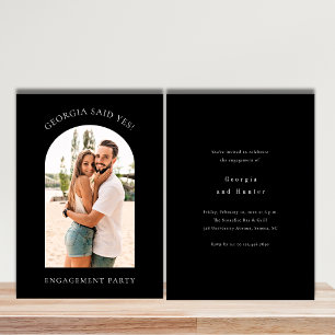 Modern simple photo engagement party holiday card